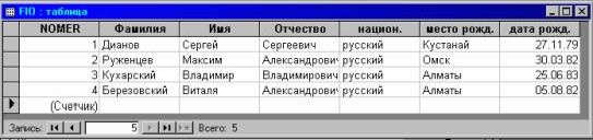 Рефераты | Рефераты по информатике, программированию | Кадры с использованием программы Microsoft Access 97